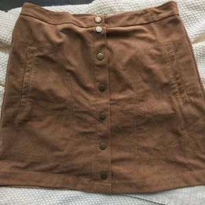 Faux Suede Button Skirt